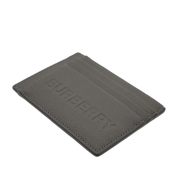 Burberry, Chase Money Clip Wallet Card Case Embossed Logo, Charcoal Grey - Picture 3 of 8